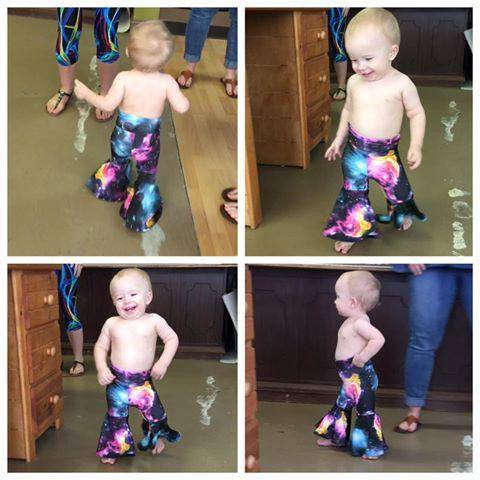 Kids UV Glow Galaxy Bell Bottom Flares - 2