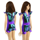 Kids V neck, Flip Sleeve, Side Panel Romper with Hip Ruffles - Coquetry Clothing