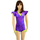 Kids V neck, Flip Sleeve, Side Panel Romper with Hip Ruffles - Coquetry Clothing