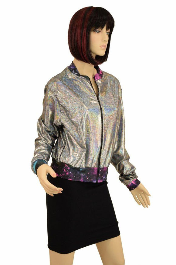 "Kimberly" Jacket in Silver Holo - Coquetry Clothing