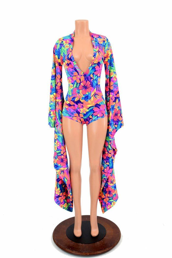 Kimono Sleeve Plunging V Neck Romper - Coquetry Clothing