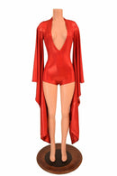 Kimono Sleeve Plunging V Neck Romper - Coquetry Clothing