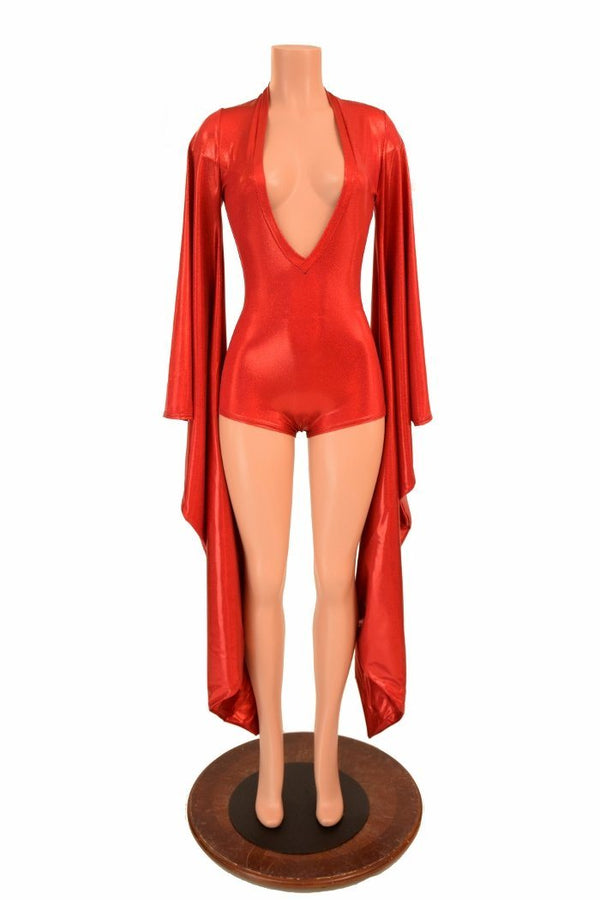 Kimono Sleeve Plunging V Neck Romper - 3