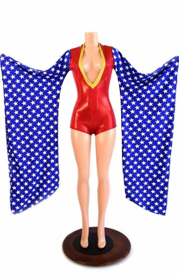 Kimono Sleeve Plunging V Neck Romper - Coquetry Clothing