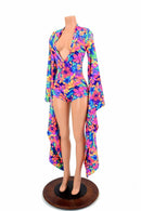 Kimono Sleeve Plunging V Neck Romper - Coquetry Clothing