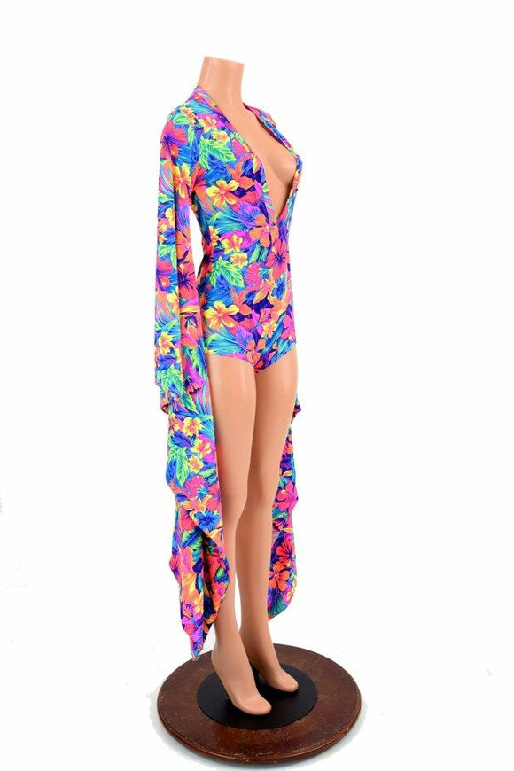 Kimono Sleeve Plunging V Neck Romper - Coquetry Clothing