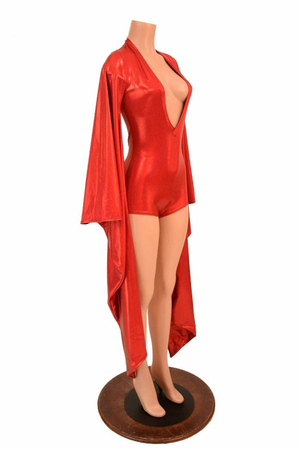 Kimono Sleeve Plunging V Neck Romper - 4