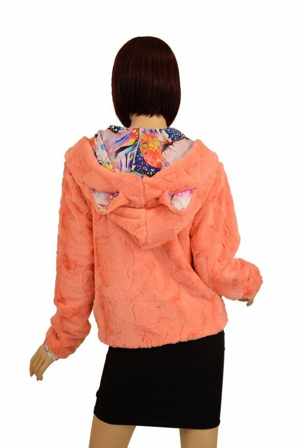 Kitty Ear Faux Fur Minky Short Jacket - Coquetry Clothing