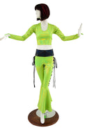 Lace Up Bell Bottom Flares & Long Sleeve Crop Top Set - 1