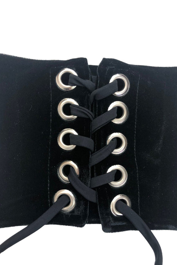 Lace Up Black Velvet Choker Collar - Coquetry Clothing