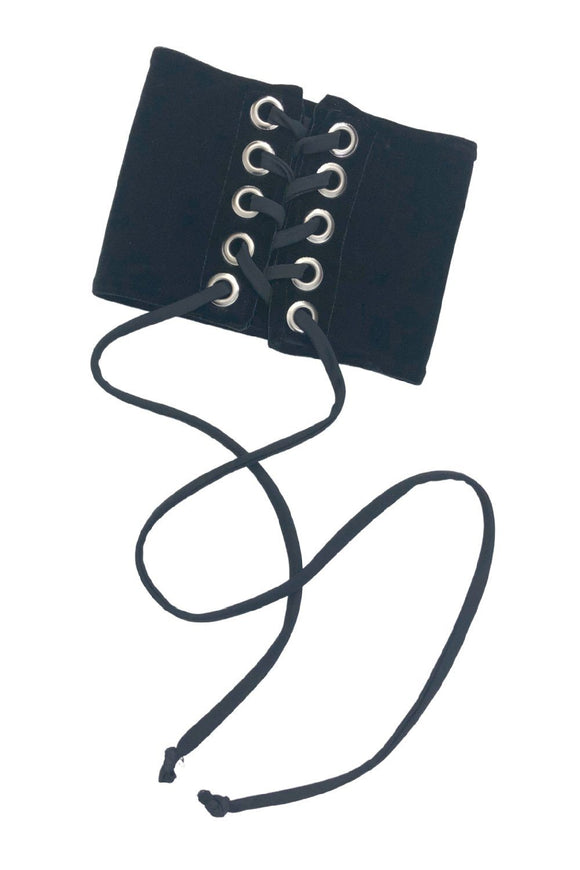 Lace Up Black Velvet Choker Collar - Coquetry Clothing