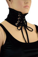 Lace Up Black Velvet Choker Collar - Coquetry Clothing