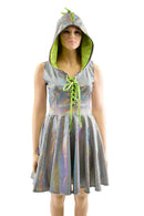 Lace Up Bodice Dragon Hoodie Skater Dress - Coquetry Clothing