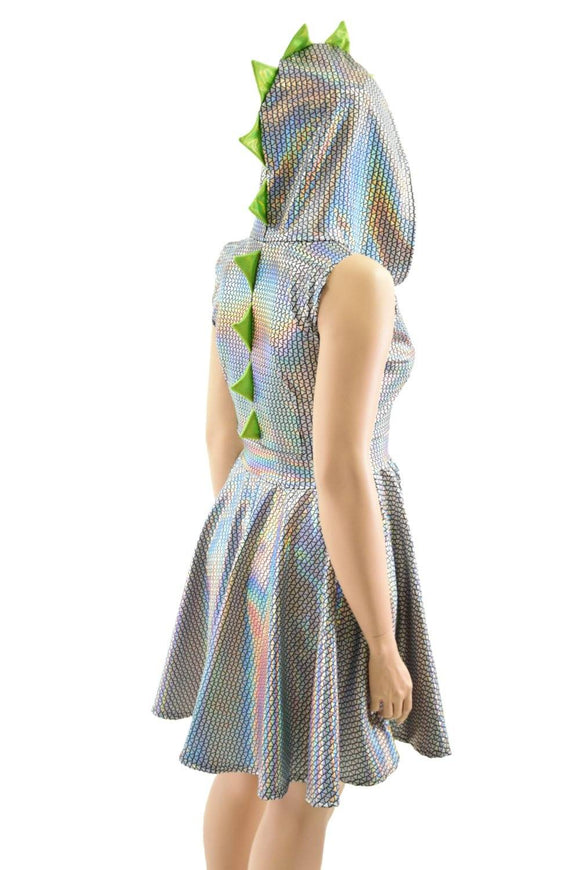 Lace Up Bodice Dragon Hoodie Skater Dress - Coquetry Clothing