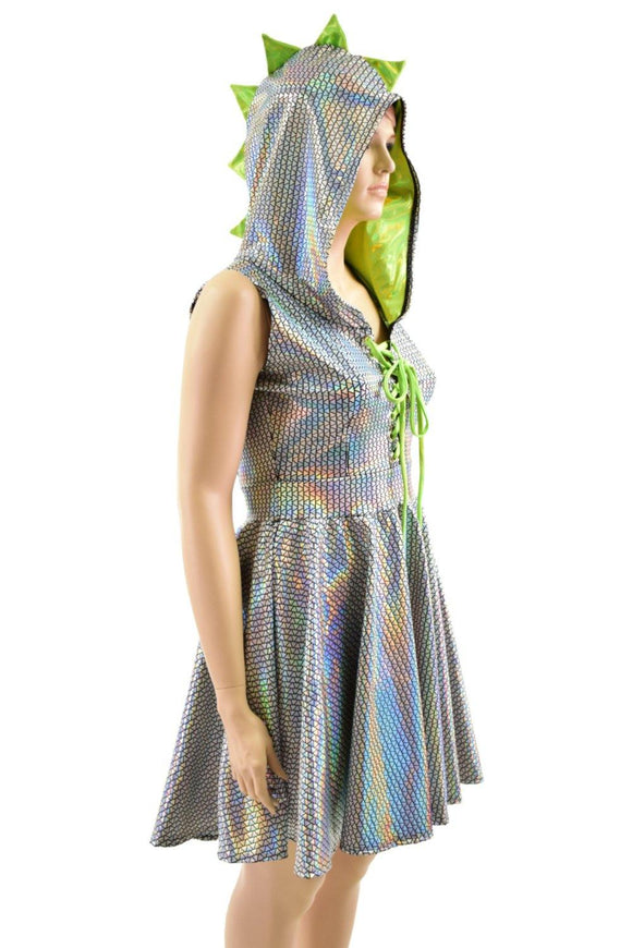 Lace Up Bodice Dragon Hoodie Skater Dress - Coquetry Clothing