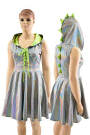 Lace Up Bodice Dragon Hoodie Skater Dress - Coquetry Clothing