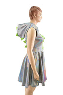 Lace Up Bodice Dragon Hoodie Skater Dress - Coquetry Clothing