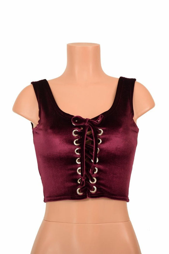 Lace Up Burgundy Tank Crop - Coquetry Clothing