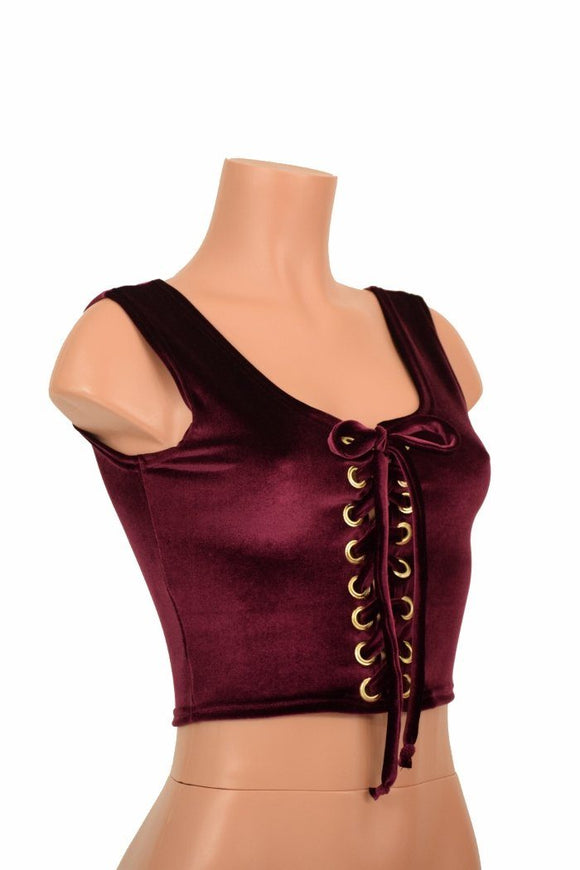 Lace Up Burgundy Tank Crop - Coquetry Clothing