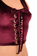 Lace Up Burgundy Tank Crop - Coquetry Clothing