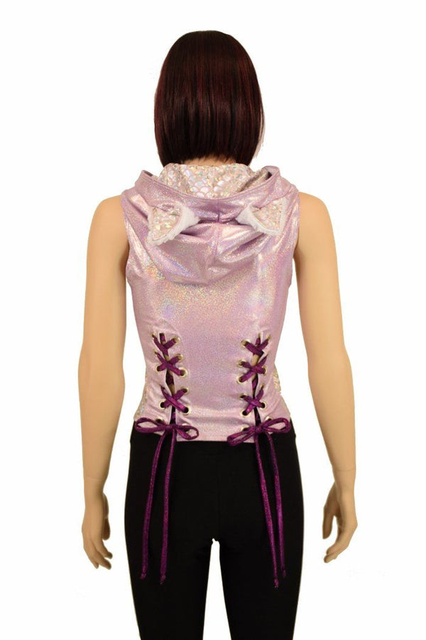 Lace Up Cat Ear Hoodie Top - 6
