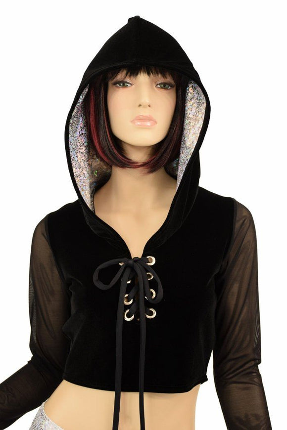 Lace Up Crop Hoodie & Shorts Set - Coquetry Clothing