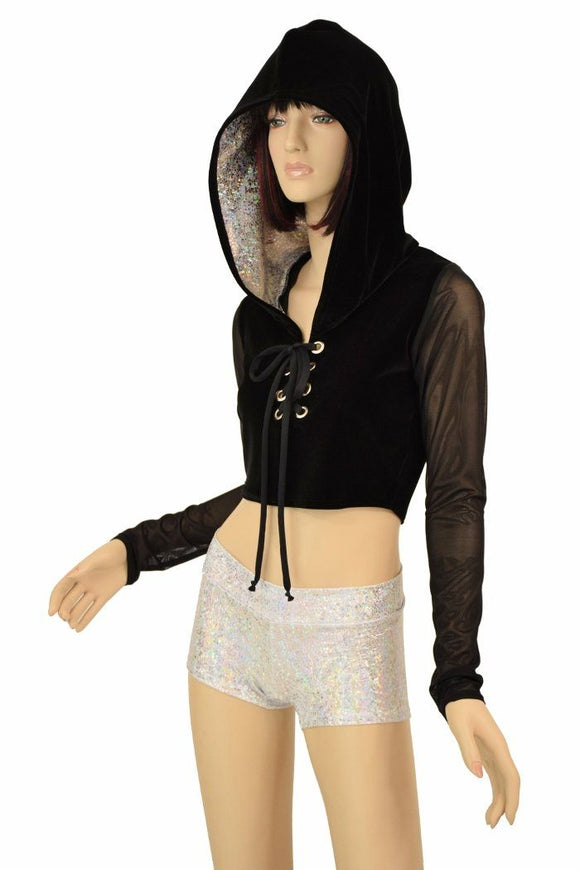Lace Up Crop Hoodie & Shorts Set - Coquetry Clothing