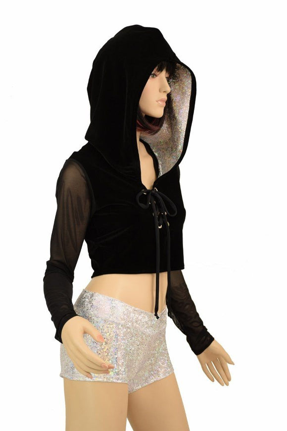 Lace Up Crop Hoodie & Shorts Set - Coquetry Clothing