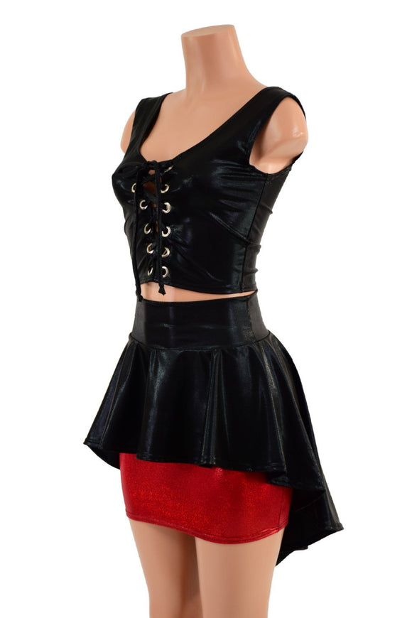 Lace Up Crop Tank & Hi Lo Peplum Skirt Set - Coquetry Clothing