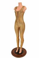 Lace Up Gold Holographic Catsuit - Coquetry Clothing