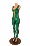 Lace Up Green Holographic Catsuit - Coquetry Clothing