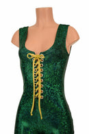 Lace Up Green Holographic Catsuit - Coquetry Clothing