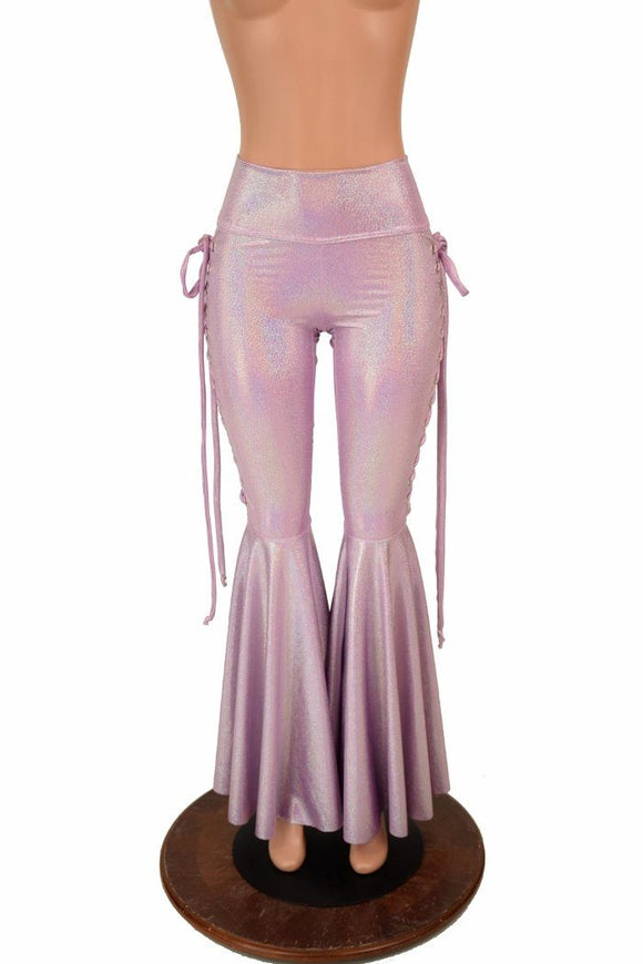 Lace Up High Waist Bell Bottom Flares - Coquetry Clothing