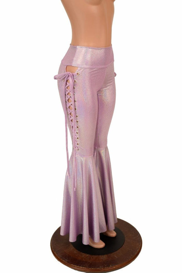Lace Up High Waist Bell Bottom Flares - Coquetry Clothing