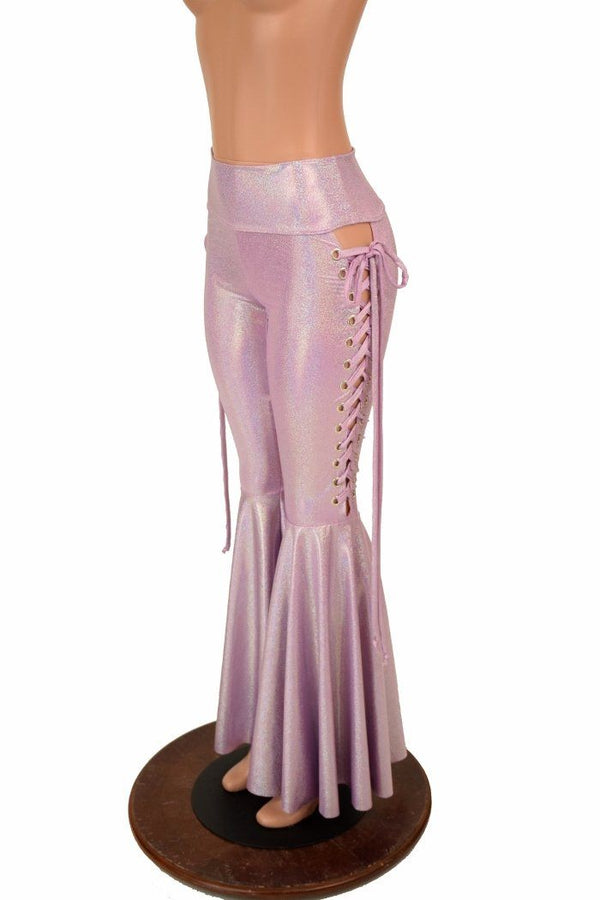 Lace Up High Waist Bell Bottom Flares - 5