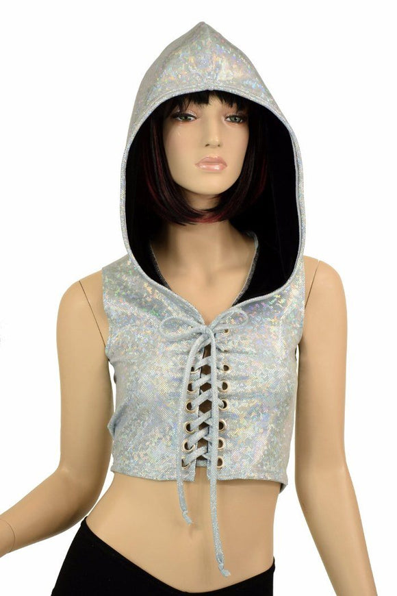 Lace Up Hoodie Crop Top - Coquetry Clothing