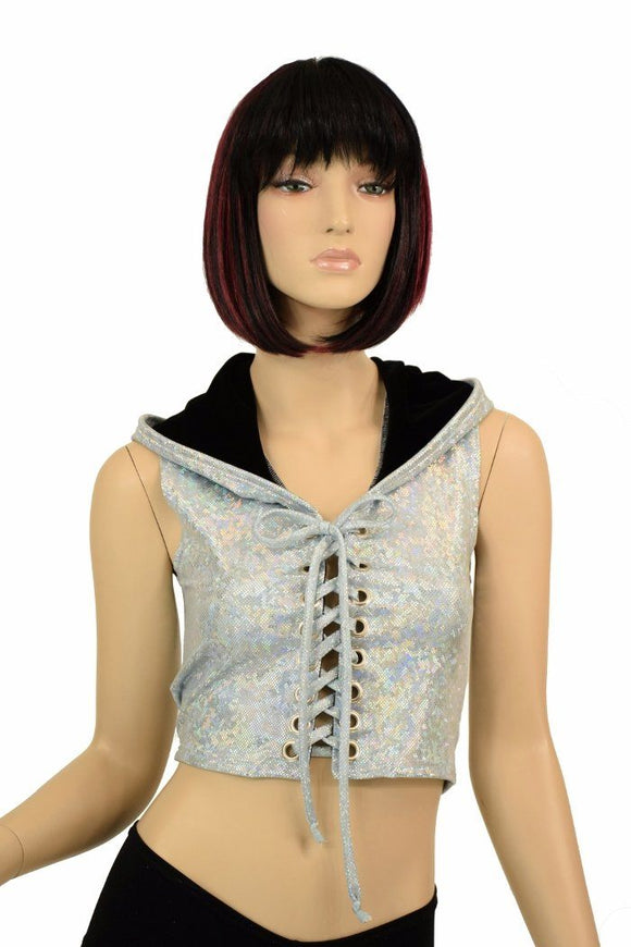 Lace Up Hoodie Crop Top - Coquetry Clothing