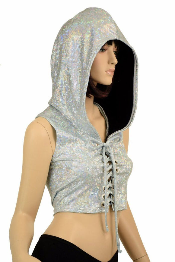 Lace Up Hoodie Crop Top - Coquetry Clothing