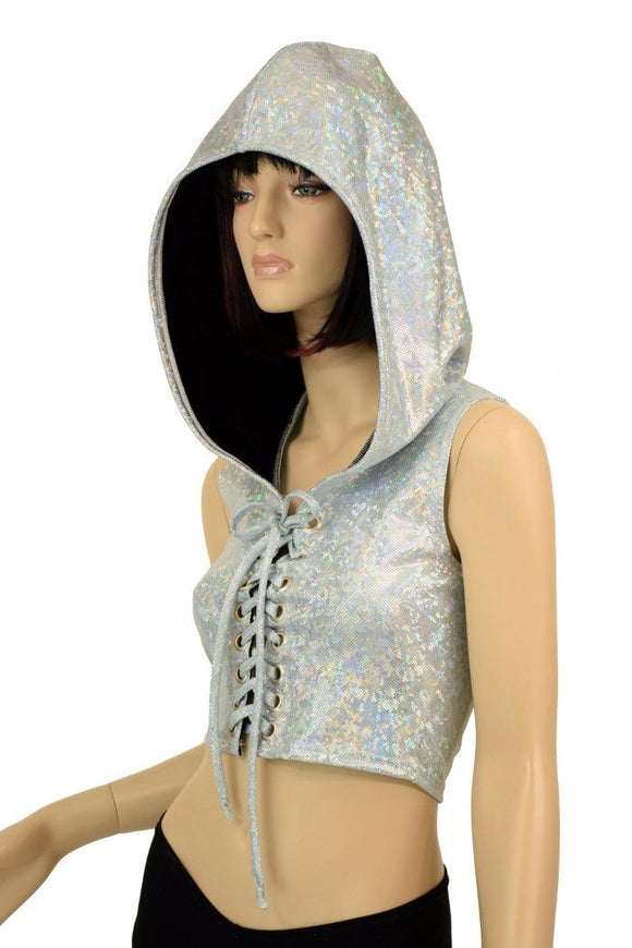 Lace Up Hoodie Crop Top - Coquetry Clothing