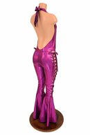 Lace Up "Josie" Halter Bell Bottom Flare Catsuit - Coquetry Clothing