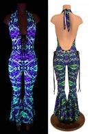 Lace Up "Josie" Halter Bell Bottom Flare Catsuit - Coquetry Clothing