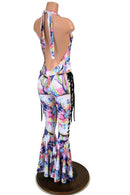 Lace Up "Josie" Halter Bell Bottom Flare Catsuit - Coquetry Clothing
