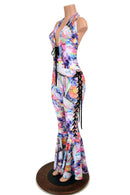 Lace Up "Josie" Halter Bell Bottom Flare Catsuit - Coquetry Clothing