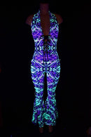 Lace Up "Josie" Halter Bell Bottom Flare Catsuit - Coquetry Clothing