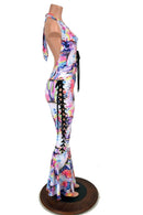 Lace Up "Josie" Halter Bell Bottom Flare Catsuit - Coquetry Clothing