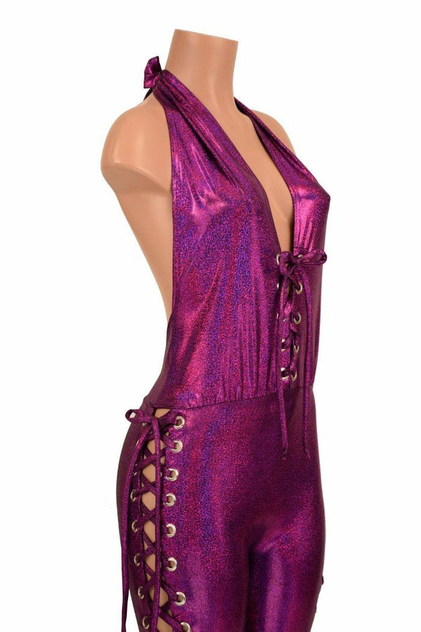 Lace Up "Josie" Halter Bell Bottom Flare Catsuit - 7