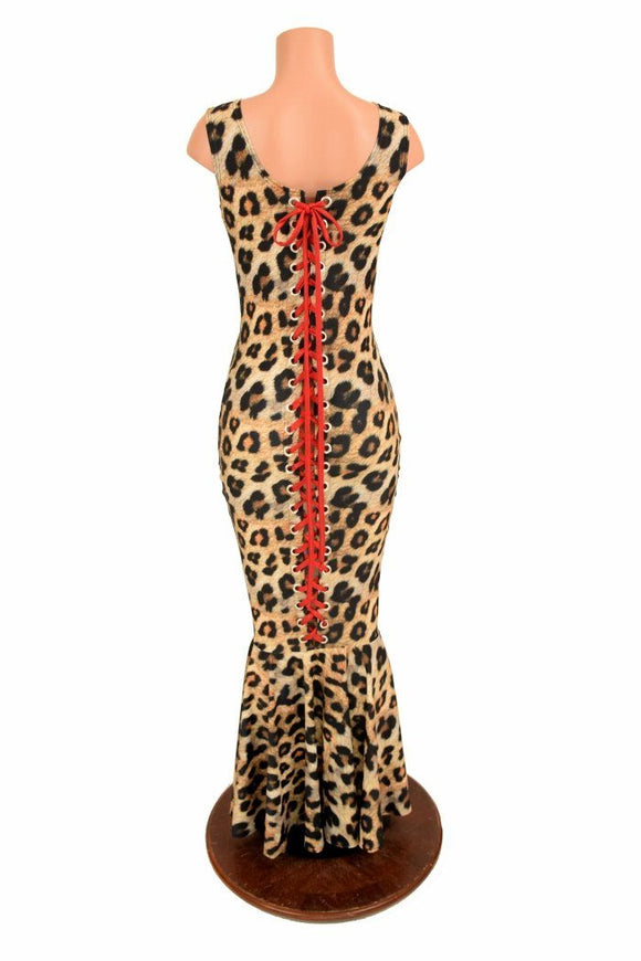 Lace Up Leopard Gown - Coquetry Clothing
