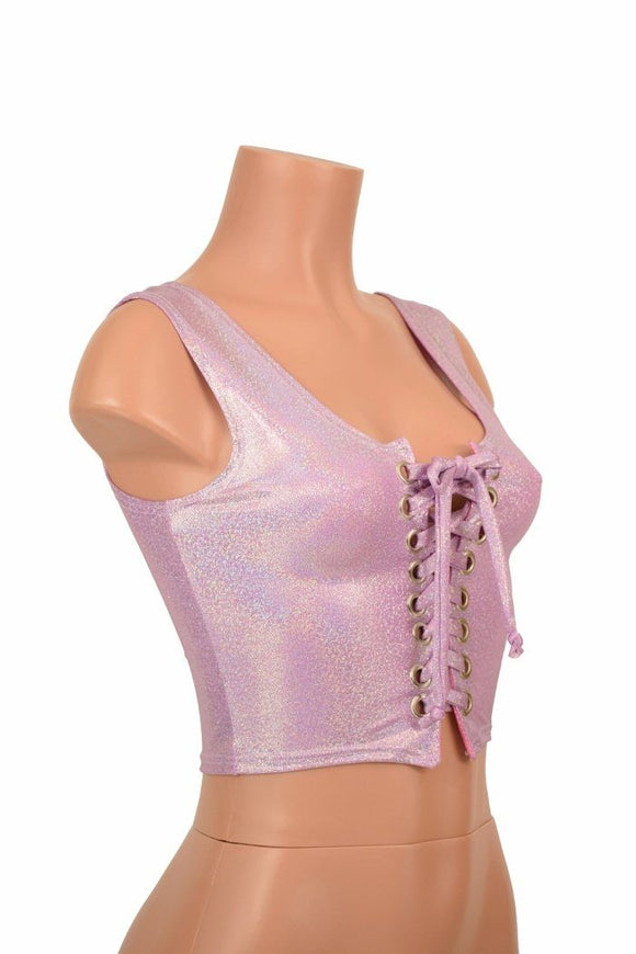 Lace Up Lilac Tank Crop - Coquetry Clothing