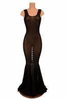 Lace Up Mesh Gown - Coquetry Clothing
