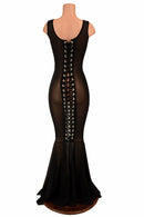 Lace Up Mesh Gown - Coquetry Clothing
